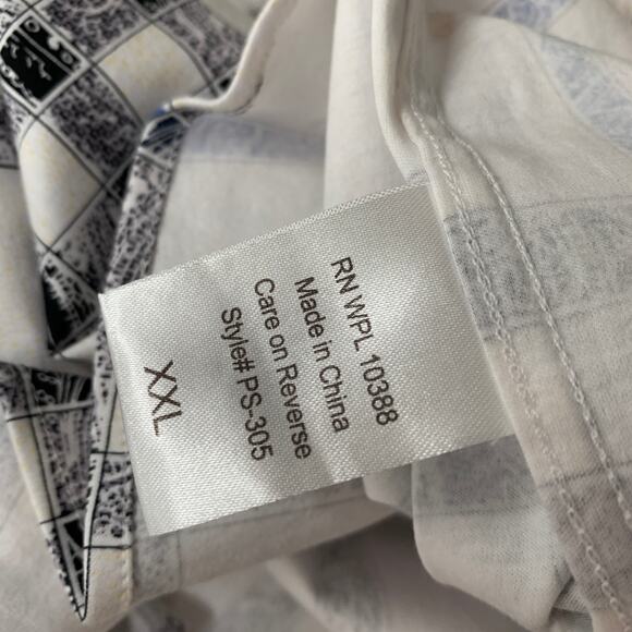 Scully Men Shirt XXL White Paisley Plaid Pearl Snap Button Long Sleeve Button Up - Picture 5 of 11